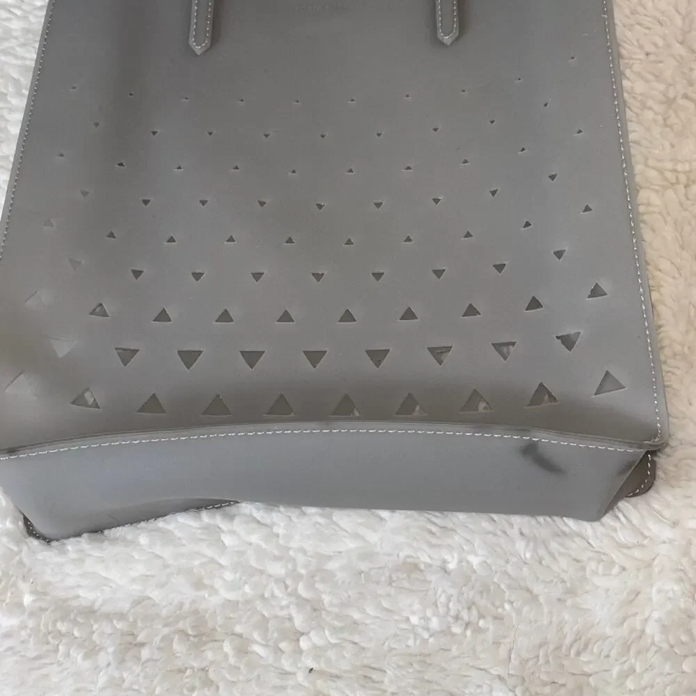 Neiman Marcus Eddie Borgo Jelly Tote Gray Laser-Cut PVC Waterproof Shoulder Bag